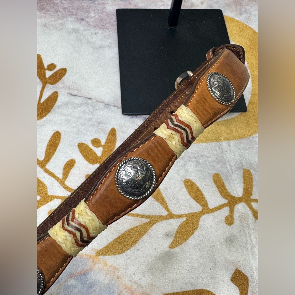 Tony Lama Men's Concho Rawhide Leather Belt